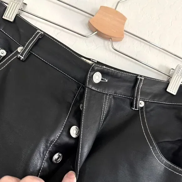 Free People The It Factor Black Vegan Leather Pants Size 4 - Picture 10 of 13